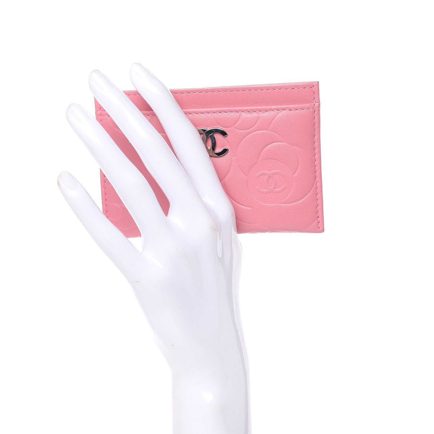 Chanel Lambskin Camellia Embossed Card Holder Pink 2 of 11