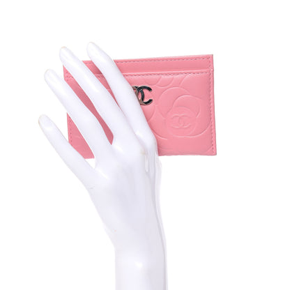 Chanel Lambskin Camellia Embossed Card Holder Pink 2 of 11
