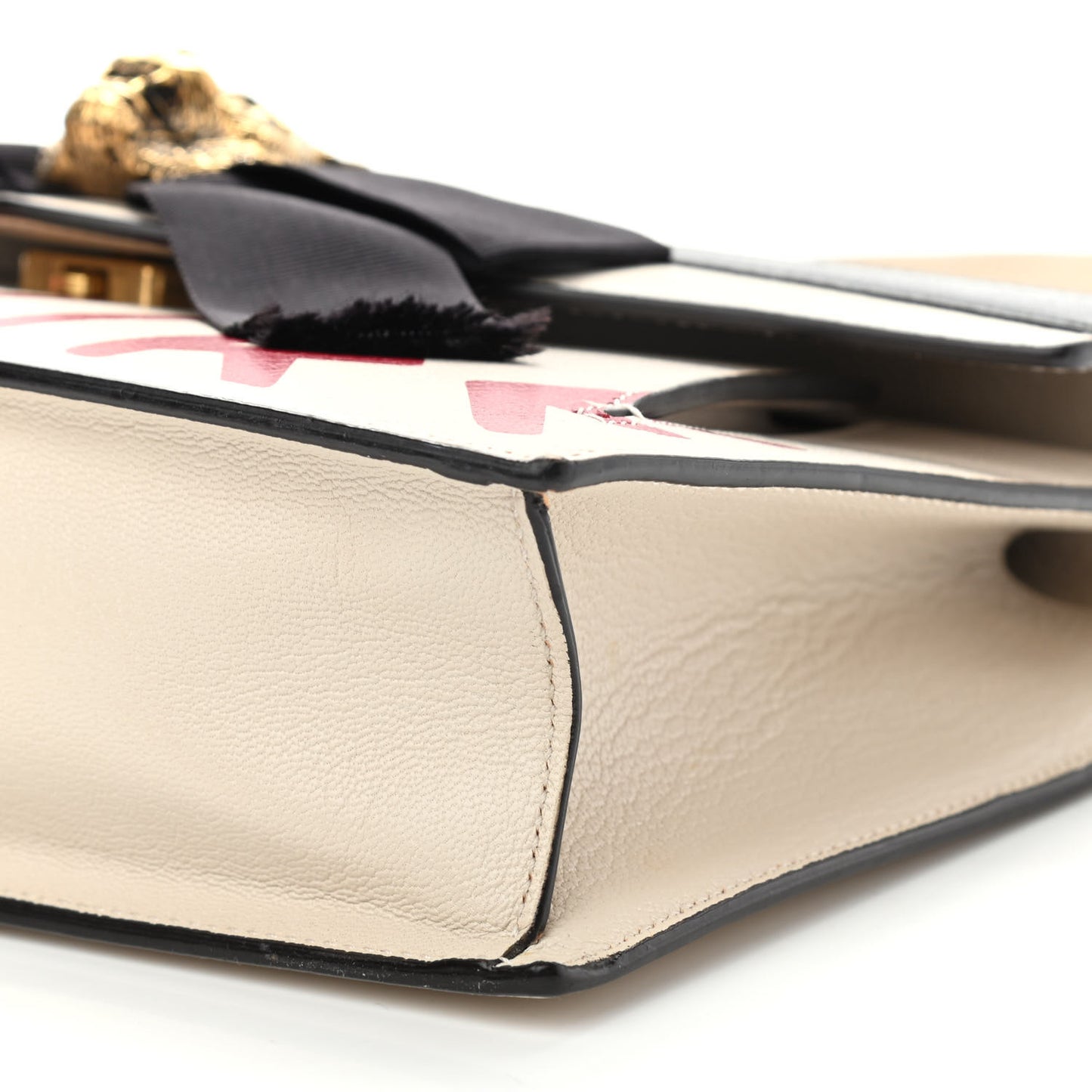 Calfskin Osiride Future Top Handle Bag Mystic White Hibiscus Red Black