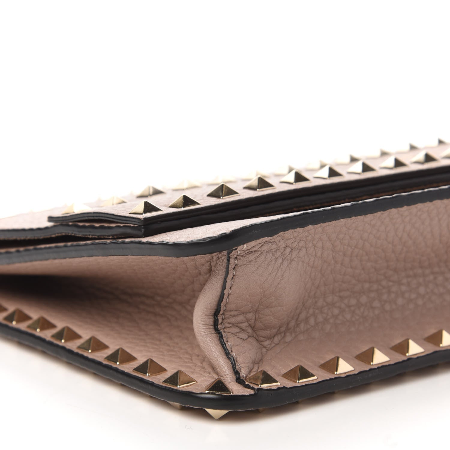Valentino Garavani Pebble Calfskin Rockstud Side Slip Wristlet Clutch Poudre 6 of 9