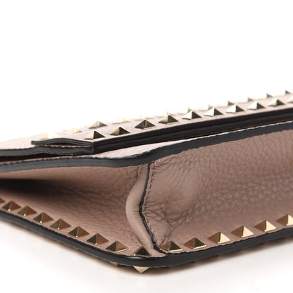 Valentino Garavani Pebble Calfskin Rockstud Side Slip Wristlet Clutch Poudre 6 of 9