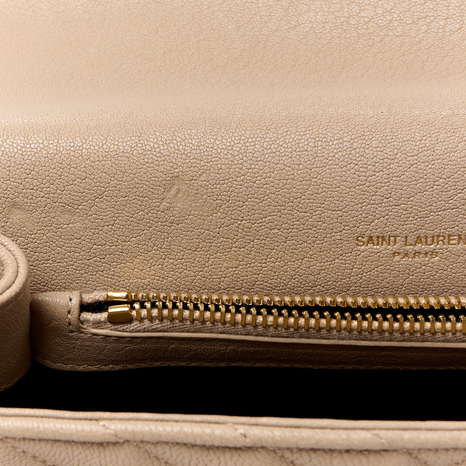 Saint Laurent Sheepskin Matelasse Chevron Monogram Medium College Bag Dark Beige 12 of 17