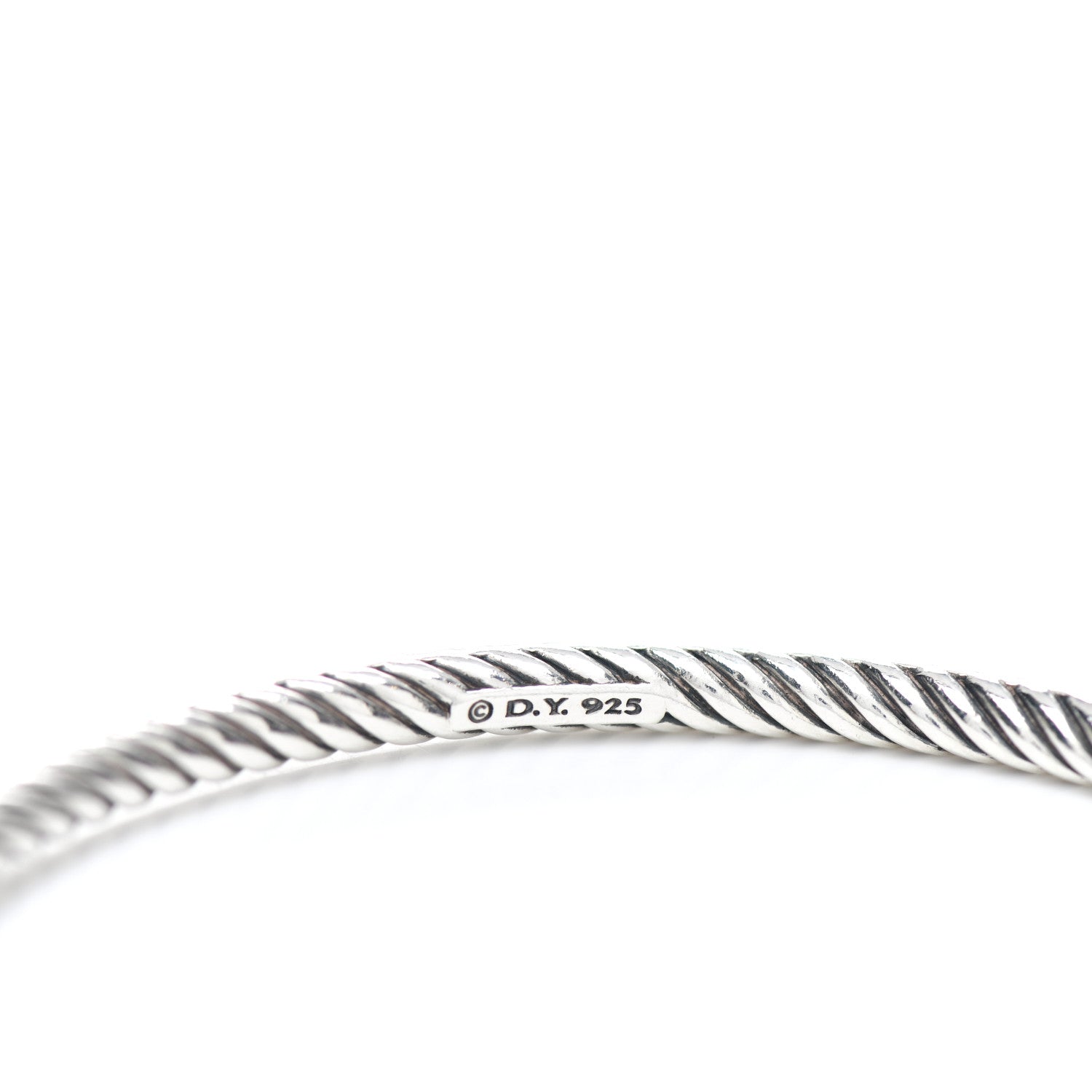 David Yurman Sterling Silver 4mm Hammered Bangle Bracelet 3 of 3