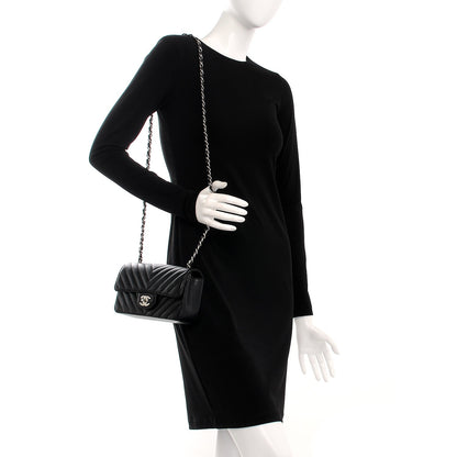 Chanel Caviar Chevron Quilted Mini Rectangular Flap Black 2 of 7