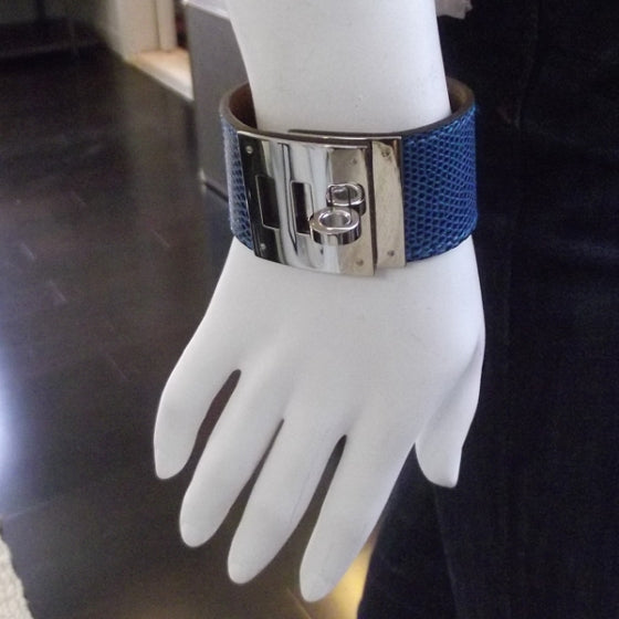 Hermes Lizard Kelly Dog Bracelet Mykonos Bleu 2 of 6