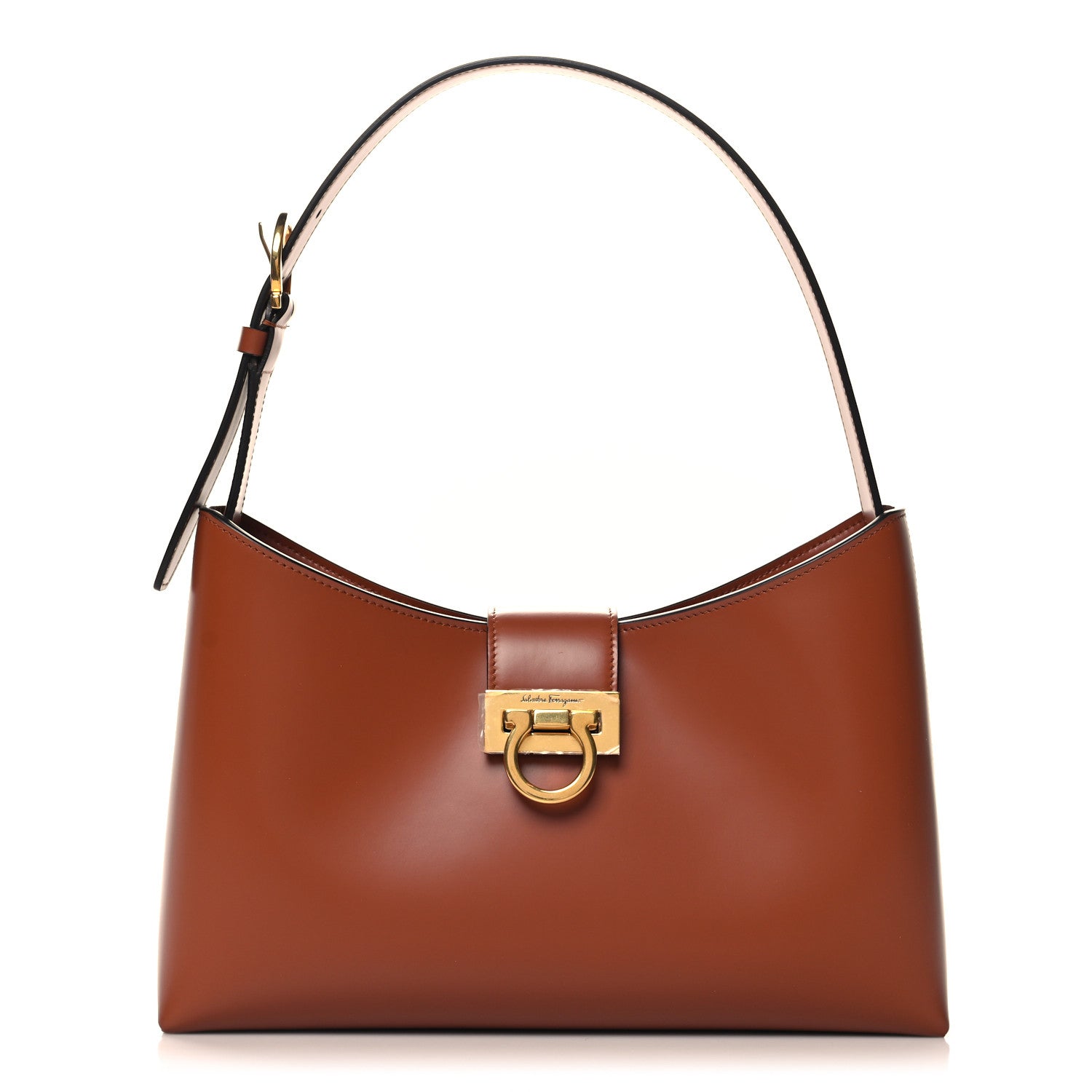 Salvatore Ferragamo Calfskin Trifolio Shoulder Bag Siena Tan 1 of 10