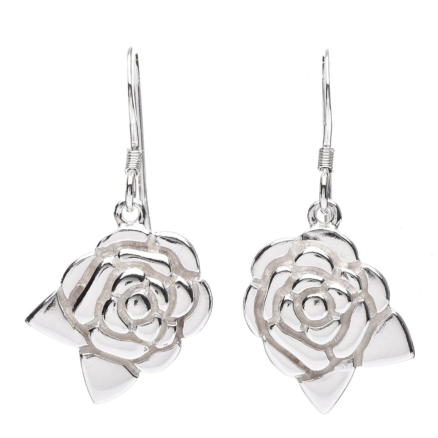 Sterling Silver Camellia Drop Earrings