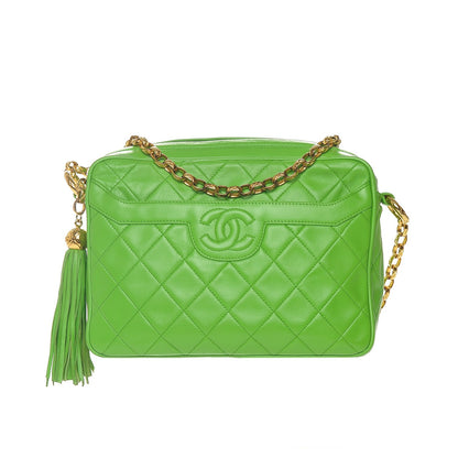 Chanel Lambskin Quilted Tassel Camera Case Green 9 of 9