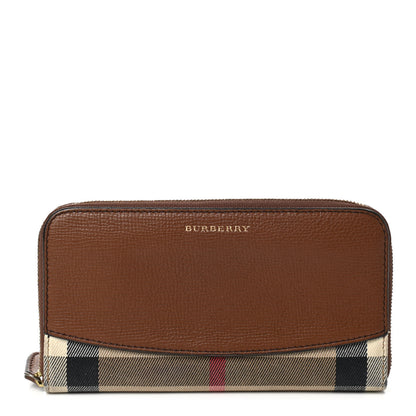 Burberry Calfskin House Check Elmore Zip Around Wallet Tan 1 of 7