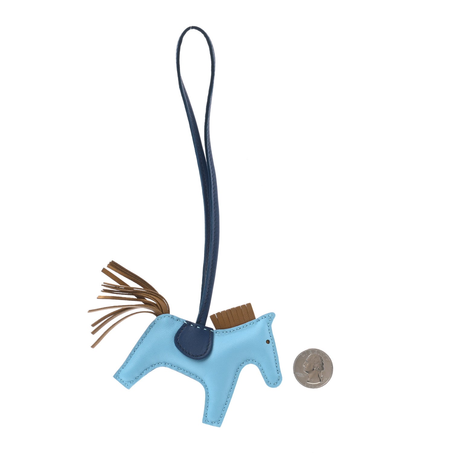 Hermes Milo Lambskin Grigri Rodeo Horse Bag Charm PM Celeste Bleu De Malte Kraft 2 of 4