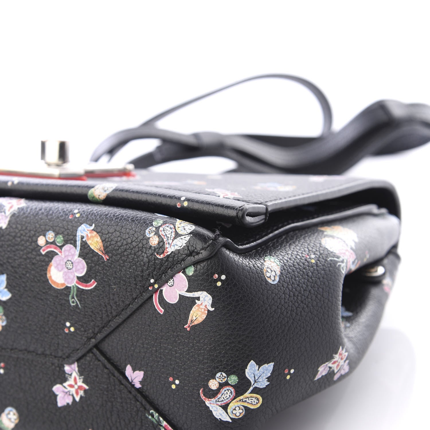Louis Vuitton Soft Calfskin Lockme II Floral Chain Bag BB Black 6 of 11