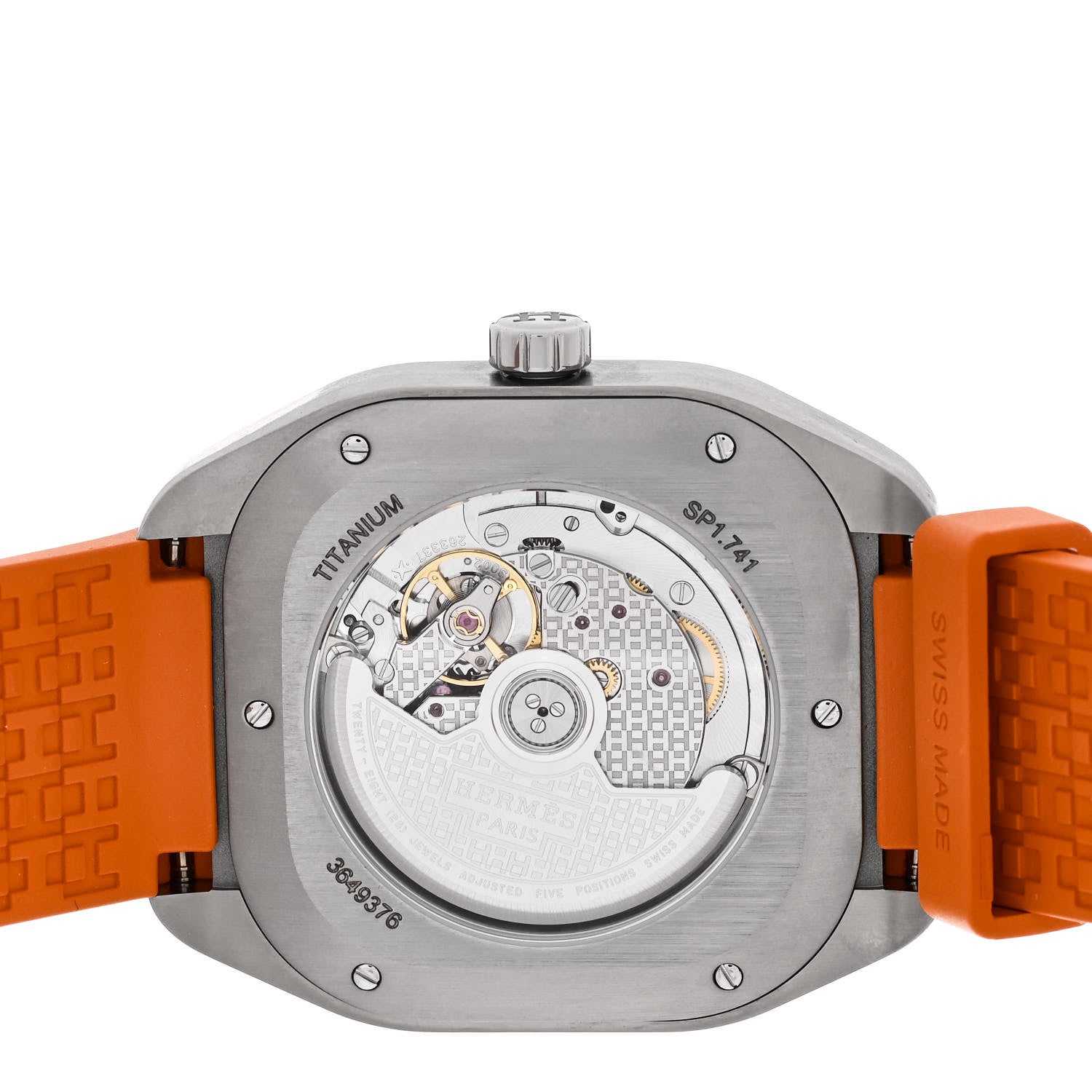 Hermes DLC Coated Titanium Rubber 39mm H08 Automatic Watch Orange 4 of 5