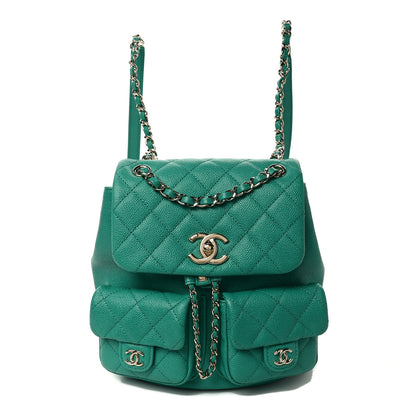 Chanel Caviar Quilted Medium Duma Pockets Drawstring Backpack Green 1 of 9