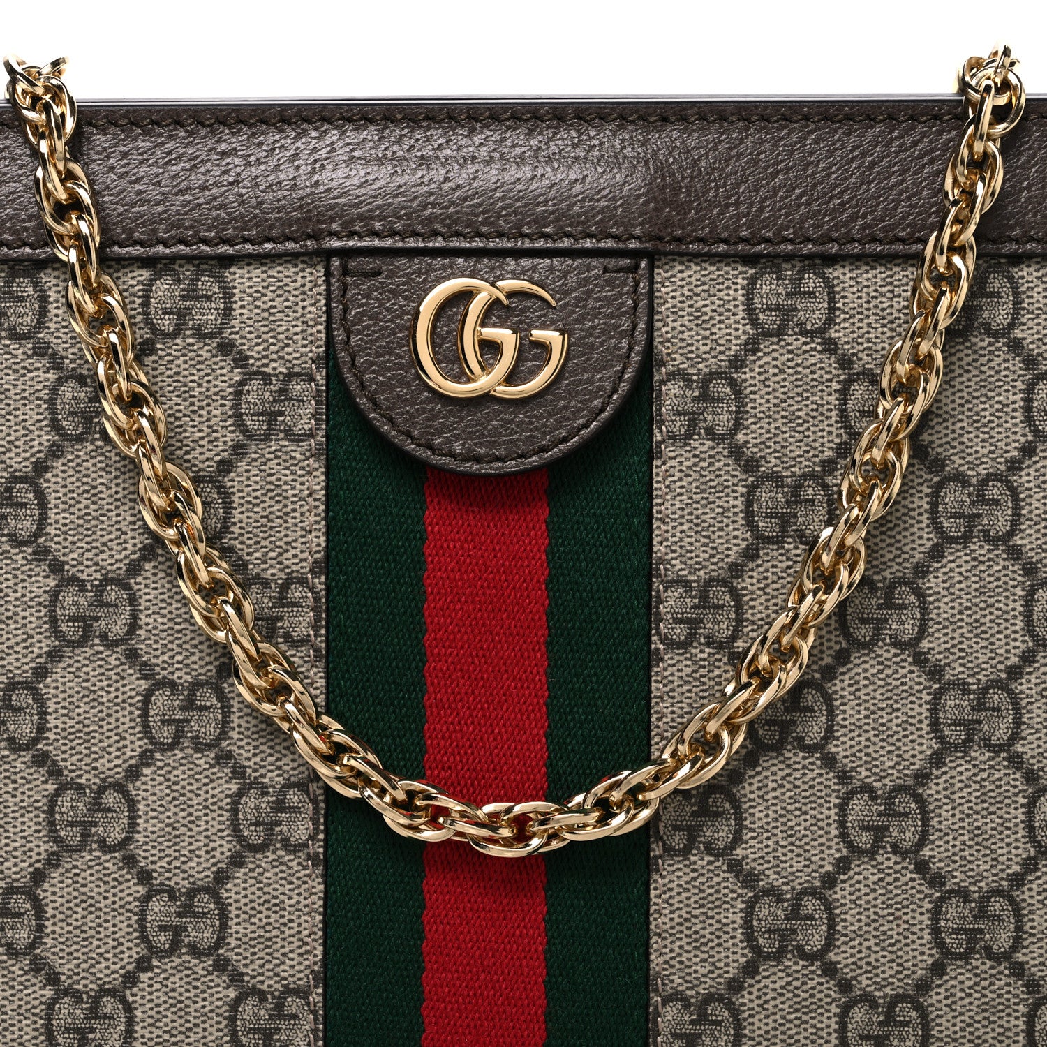 Gucci GG Supreme Monogram Web Medium Ophidia Chain Shoulder Bag Brown 8 of 10