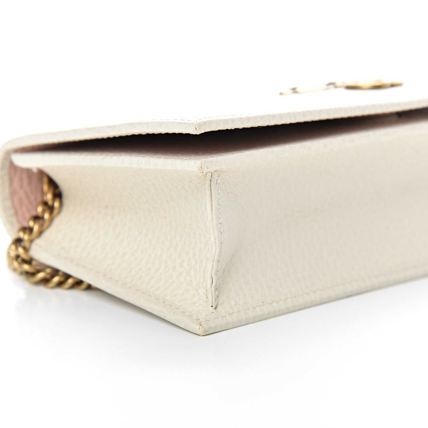Gucci Calfskin GG Marmont Bow Chain Wallet White 7 of 8