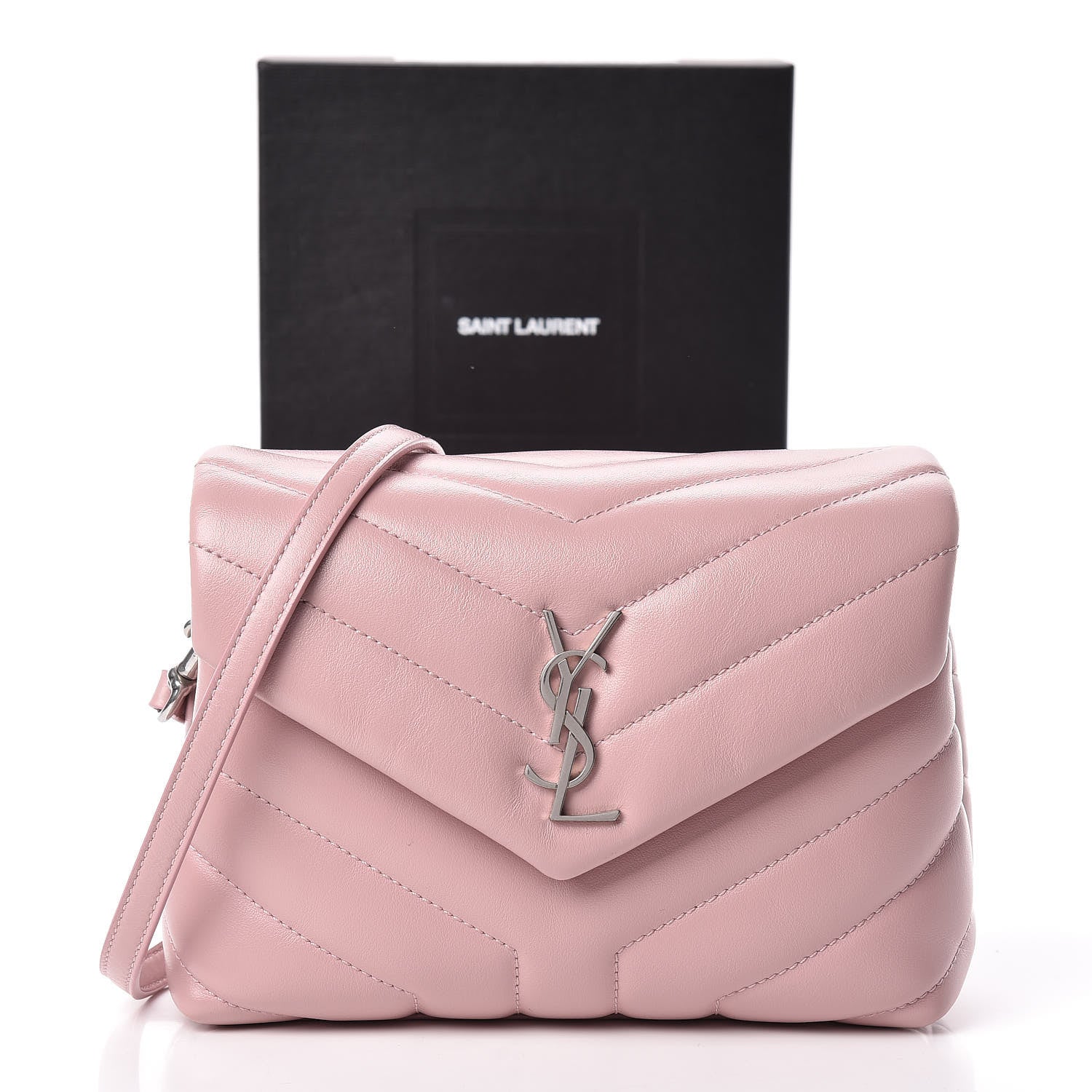 Saint Laurent Calfskin Y Quilted Monogram Toy Loulou Crossbody Bag Tender Pink 12 of 12