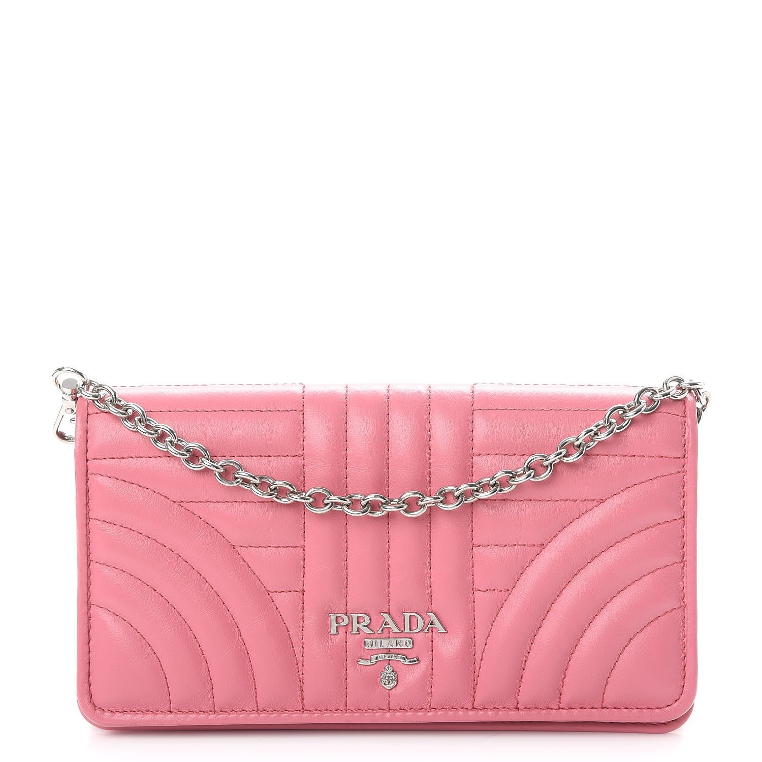 Prada Soft Calf Quilted Diagramme Chain Wallet Begonia 1 of 8