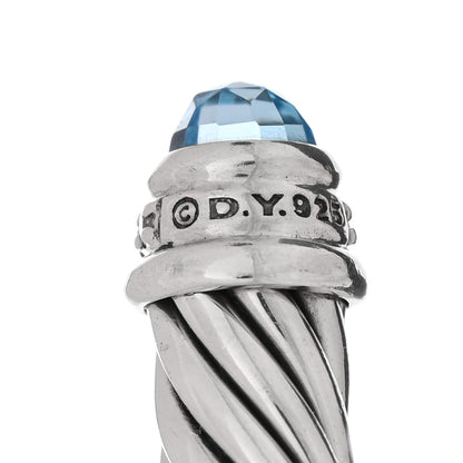 David Yurman Sterling Silver Diamond Blue Topaz 5mm Cable Classics Bracelet 3 of 3