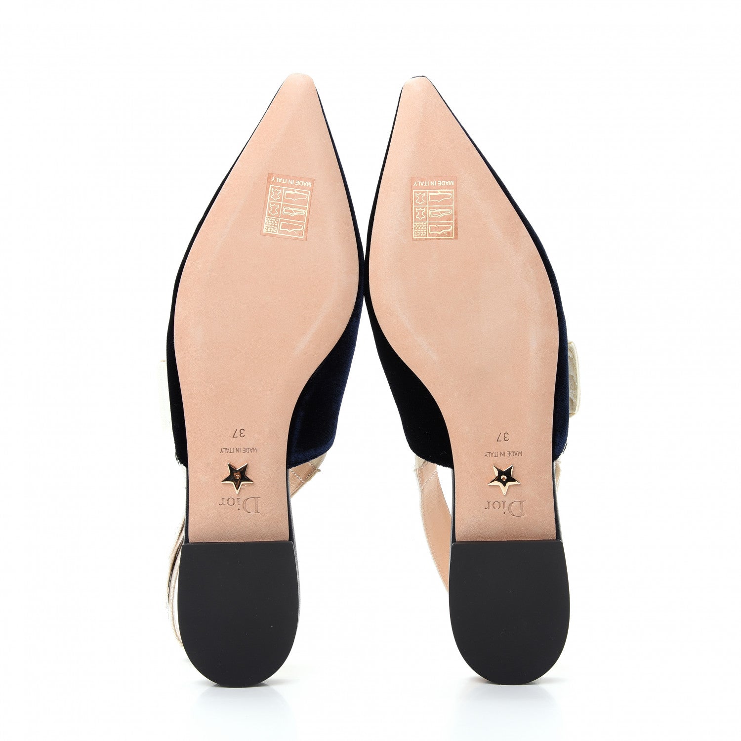 Christian Dior Velvet Ribbon J'Adoir Slingback Ballet Flats 37 Deep Blue 6 of 11