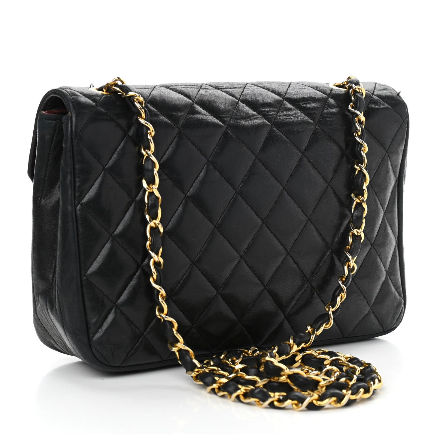 Lambskin Quilted Small Single Flap Black