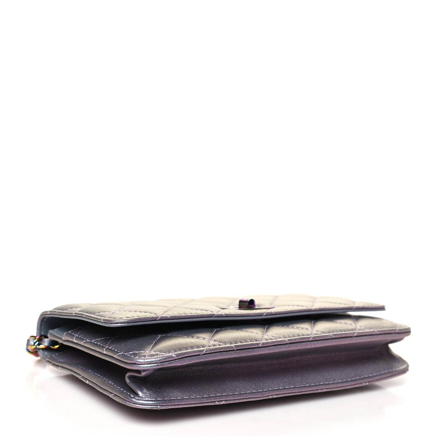 Chanel Iridescent Lambskin Quilted Reissue Wallet On Chain WOC Light Purple 4 of 11