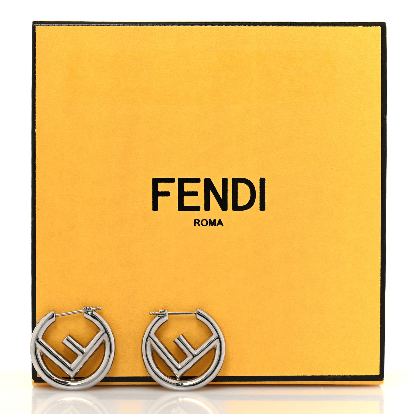 Metal F is Fendi Hoop Earrings Silver