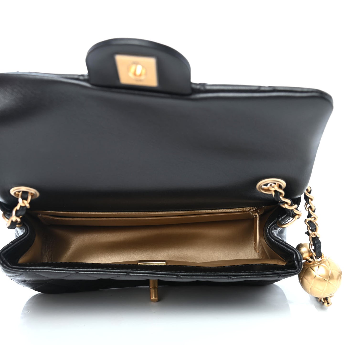 Lambskin Quilted Mini Rectangular Pearl Crush Flap Black