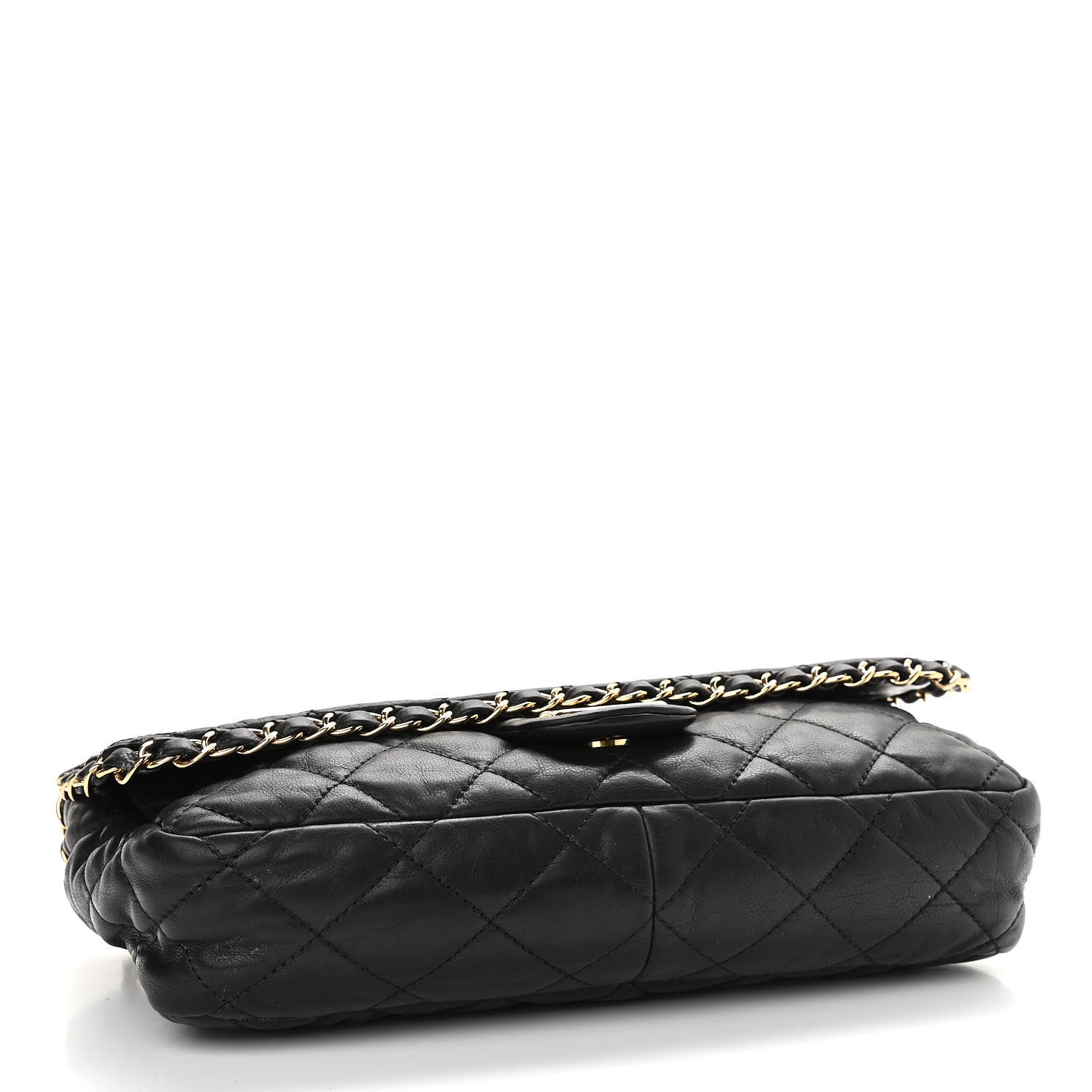 Chanel Crumpled Calfskin Quilted Large Chain All Over Flap Bag Black 3 of 11