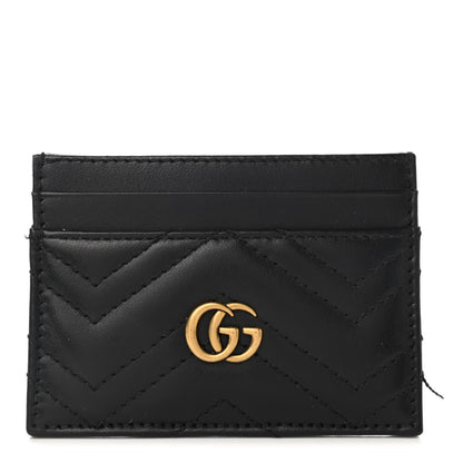 Gucci Calfskin Matelasse GG Marmont Card Holder Black 1 of 8