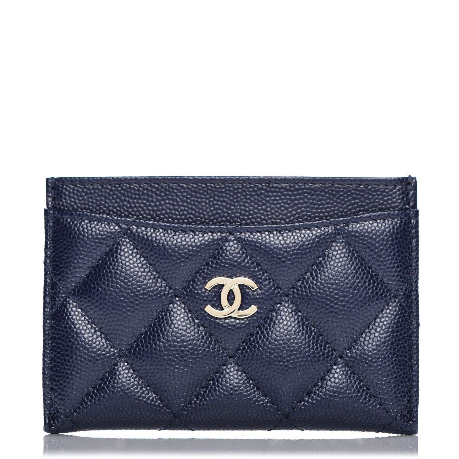Chanel Caviar Quilted Card Holder Navy Blue 1 of 7