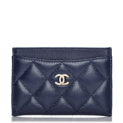 Chanel Caviar Quilted Card Holder Navy Blue 1 of 7