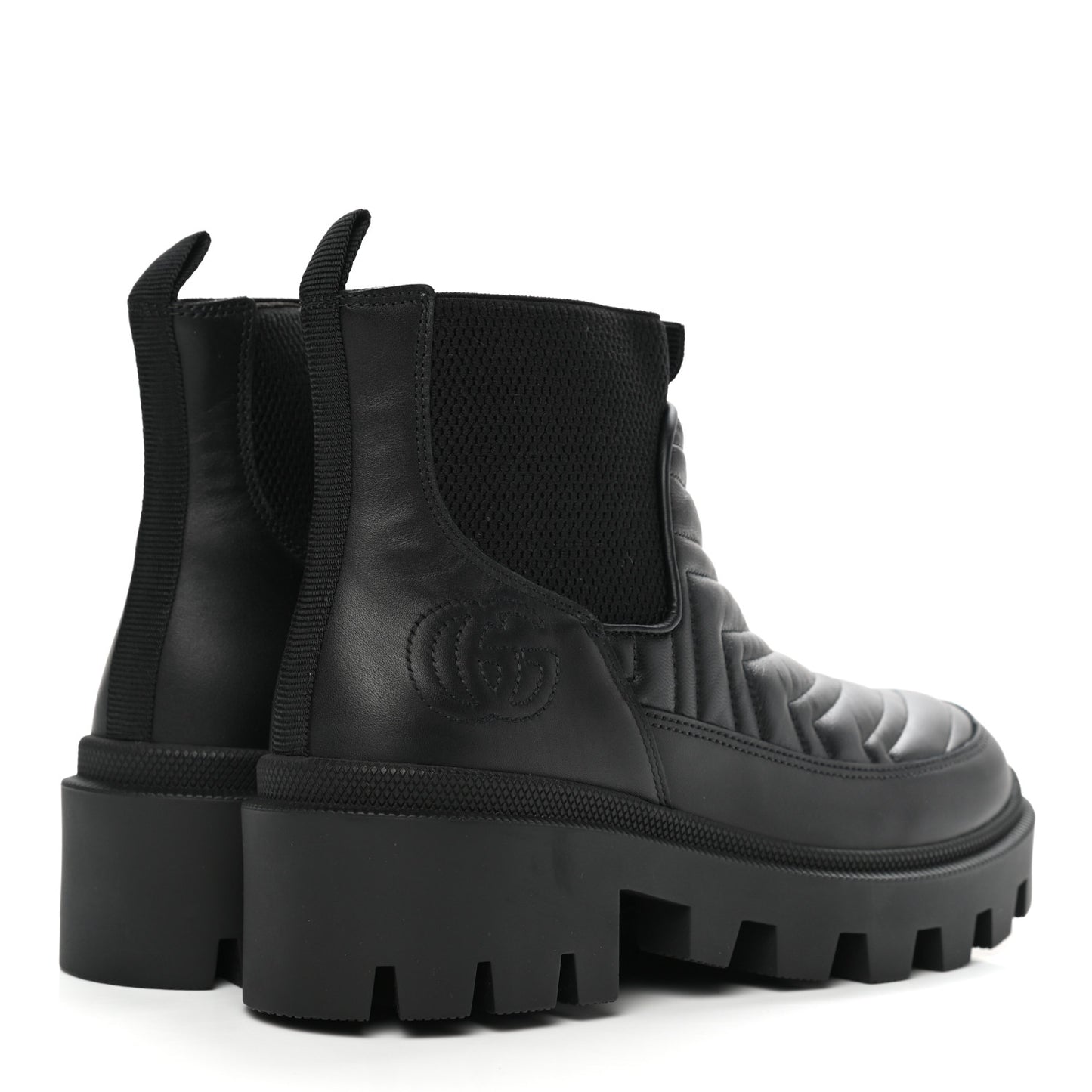 Calfskin Nappa Matelasse Frances Chelsea Boots 36.5 Black