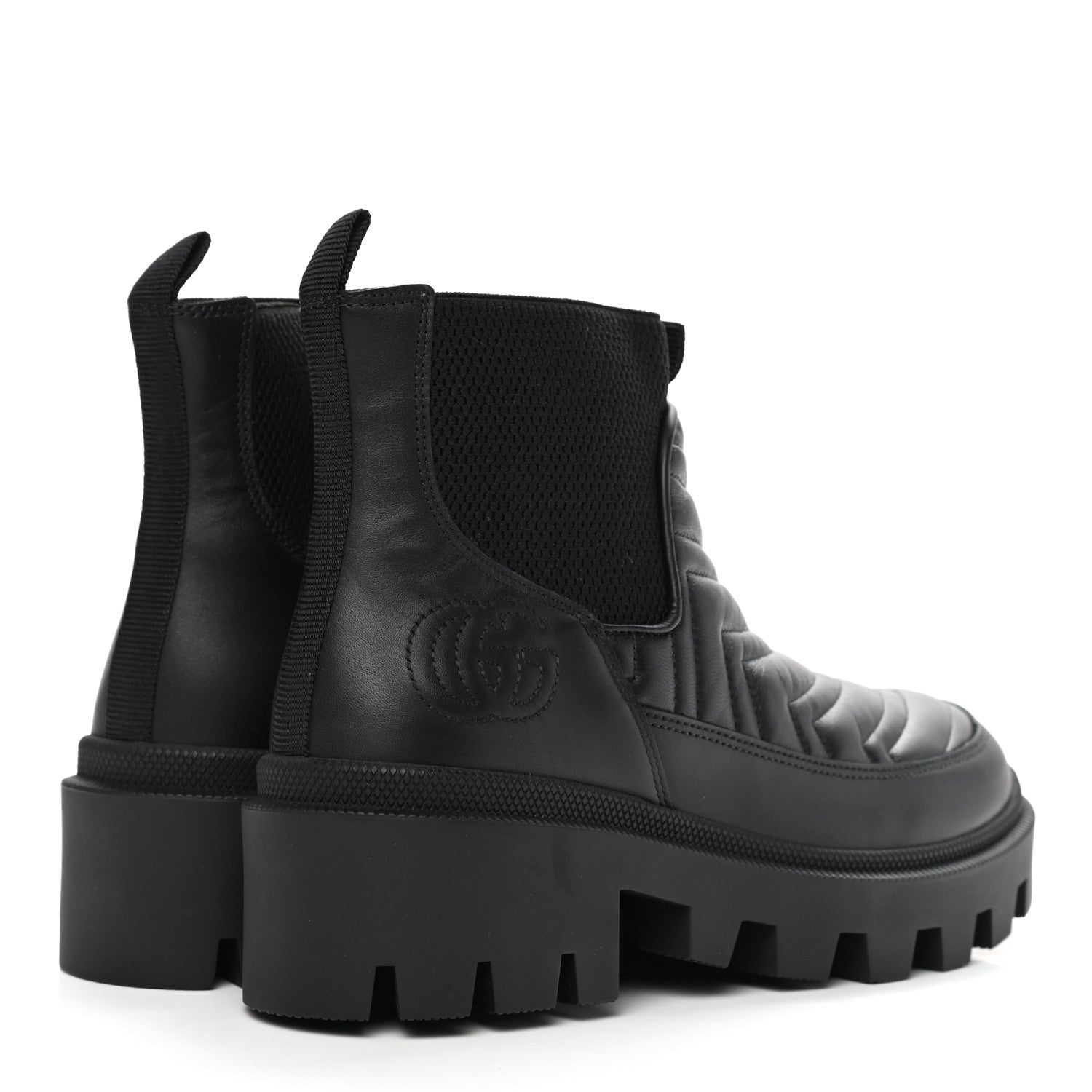 Gucci Calfskin Nappa Matelasse Frances Chelsea Boots 36.5 Black 4 of 9