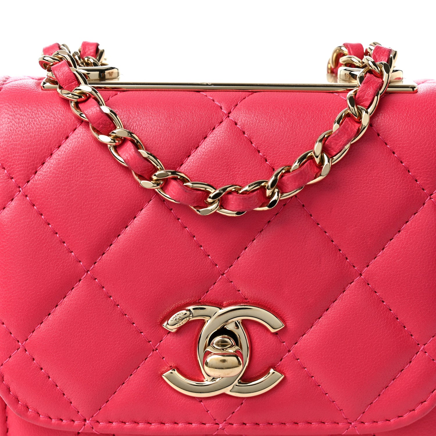 Chanel Lambskin Quilted Mini Trendy CC Clutch With Chain Pink 7 of 9