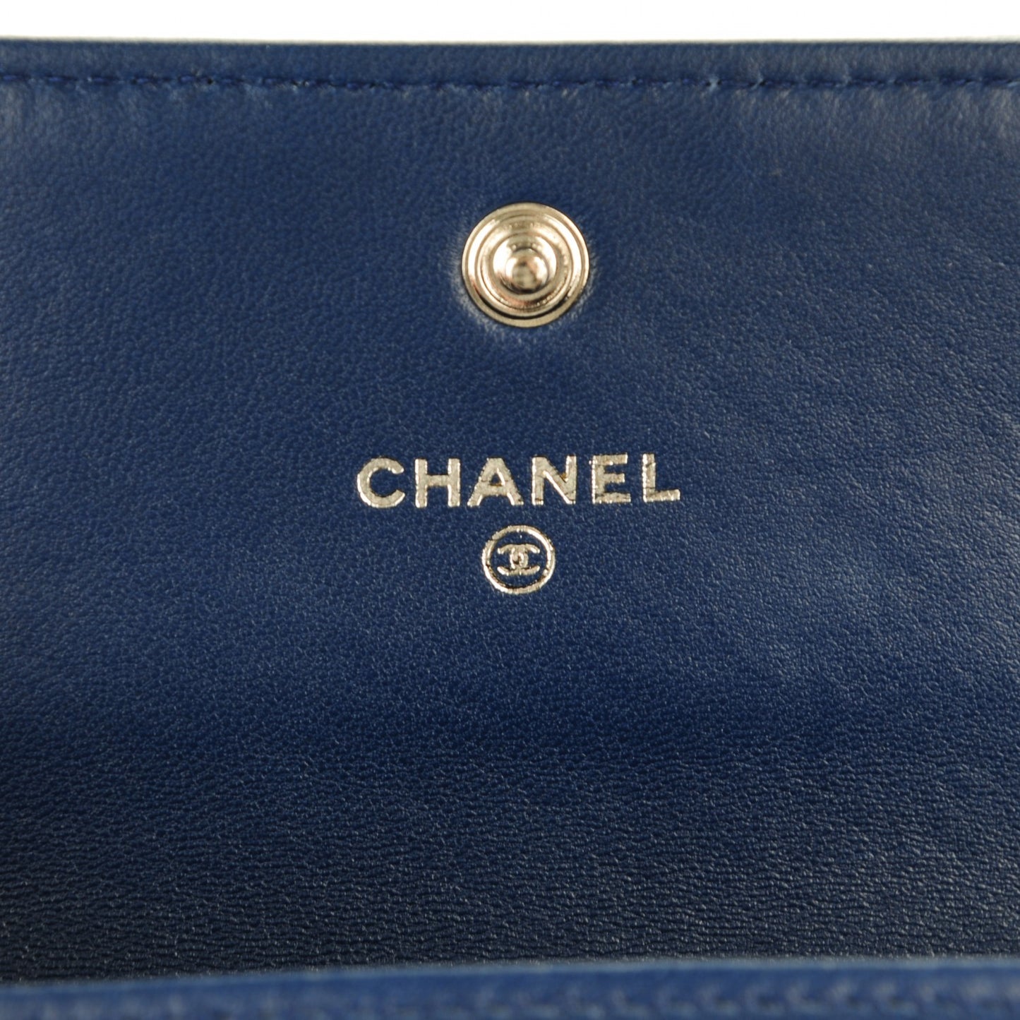 Lambskin Quilted Boy Card Holder Wallet Navy