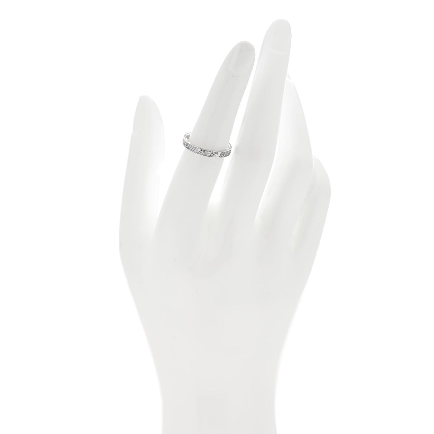 18K White Gold Diamond 2.6mm LOVE Paved Band Ring 52 6