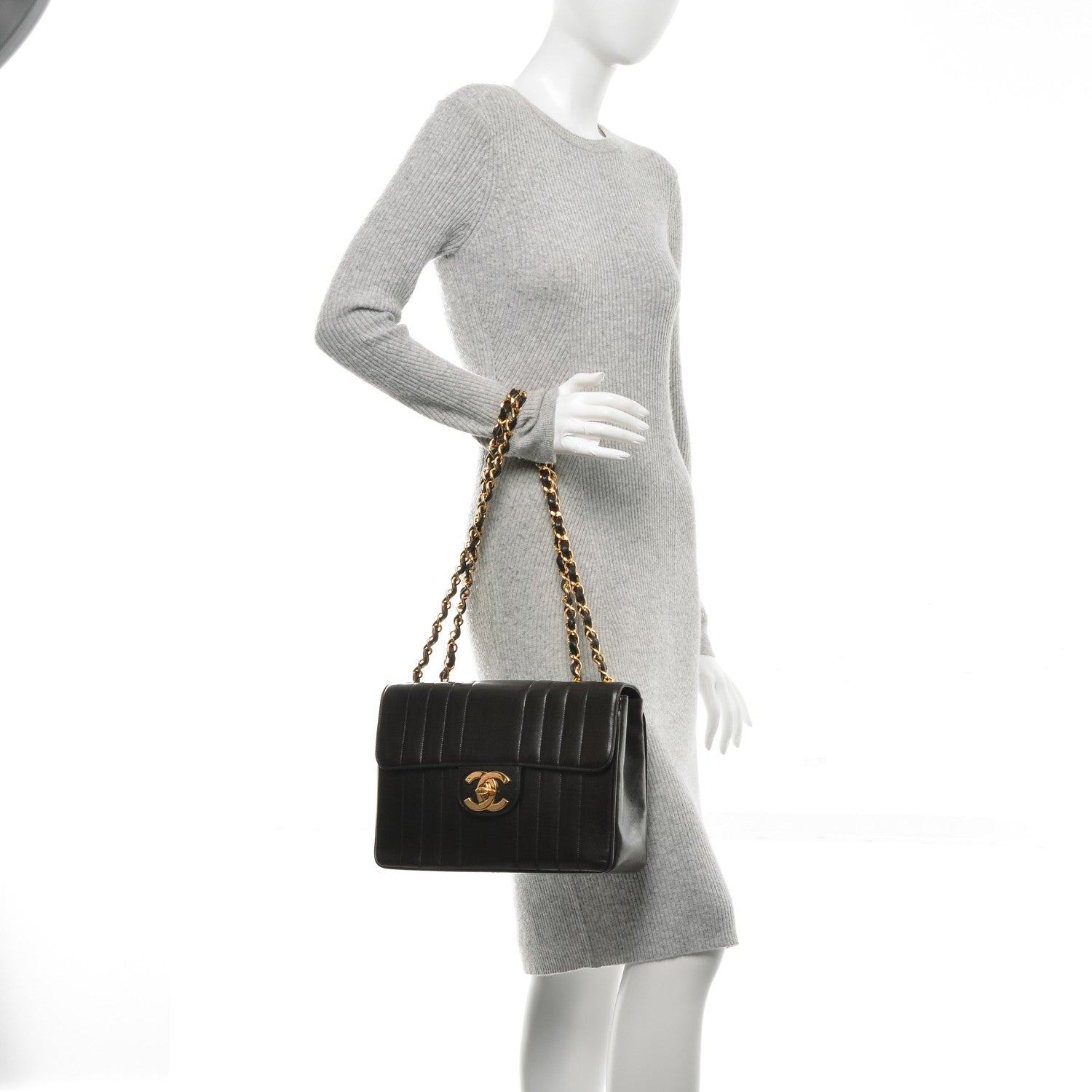 Chanel Lambskin Vertical Quilt Jumbo Flap Black 2 of 9