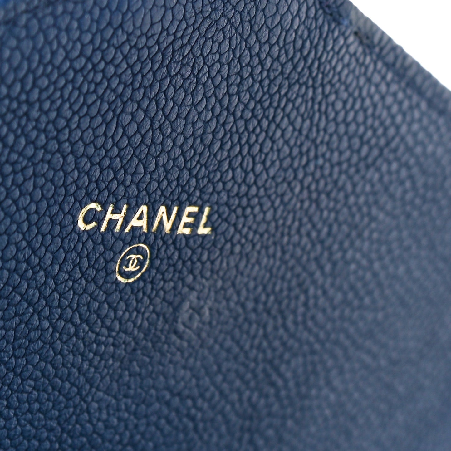Grained Calfskin Quilted Cuba Square Wallet On Chain WOC Blue