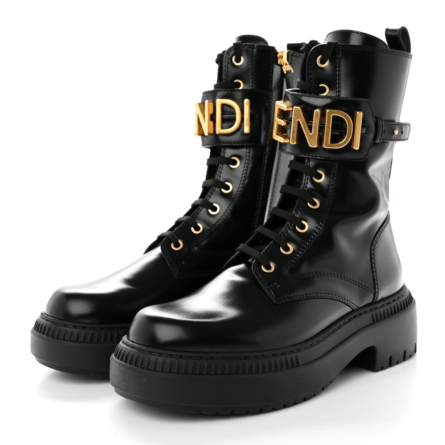 Vitello Abrasivato Fendigraphy 50mm Biker Boots 38.5 Black