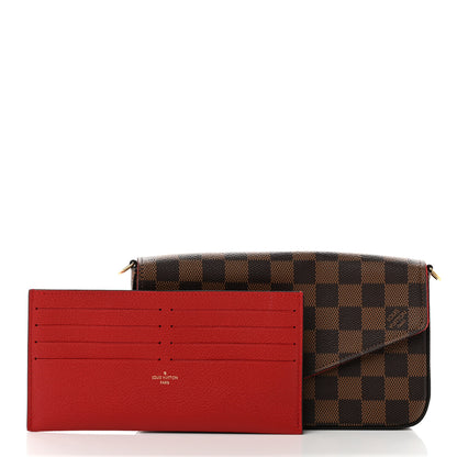 Louis Vuitton Damier Ebene Pochette Felicie Chain Wallet 2 of 6