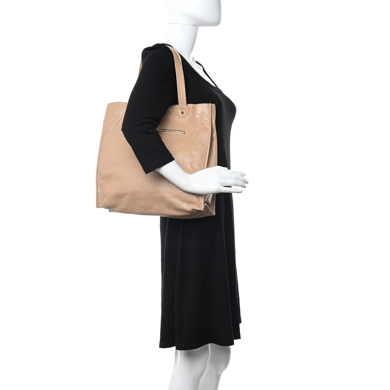Valentino Garavani Craquele Nappa Rockstud Tote Bag Camel Rose 2 of 9