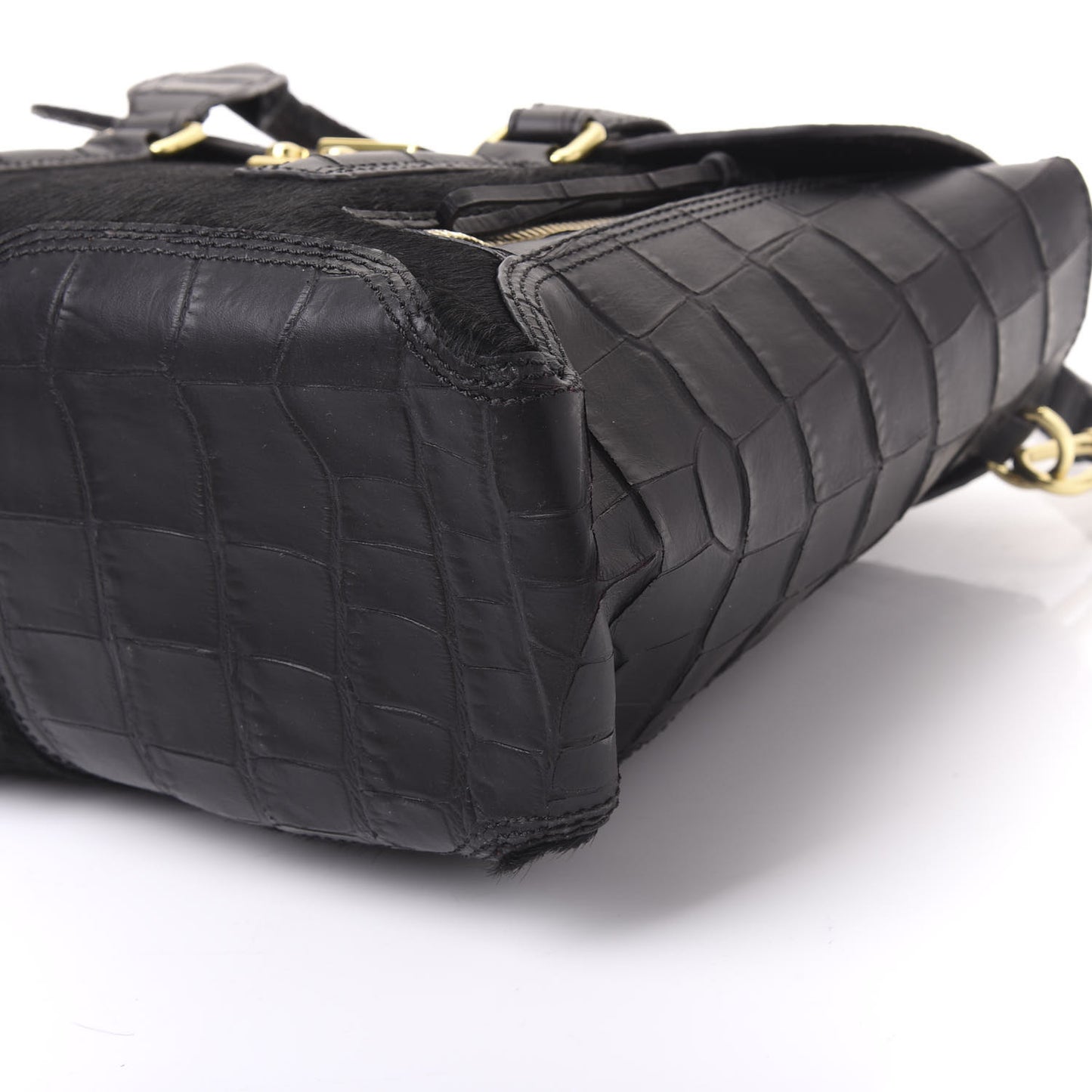 3.1 Calf Hair Calfskin Crocodile Embossed Medium Pashli Satchel Antique Red Black