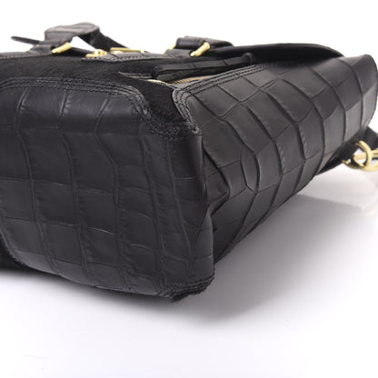 3.1 Phillip Lim 3.1 Calf Hair Calfskin Crocodile Embossed Medium Pashli Satchel Antique Red Black 8 of 8