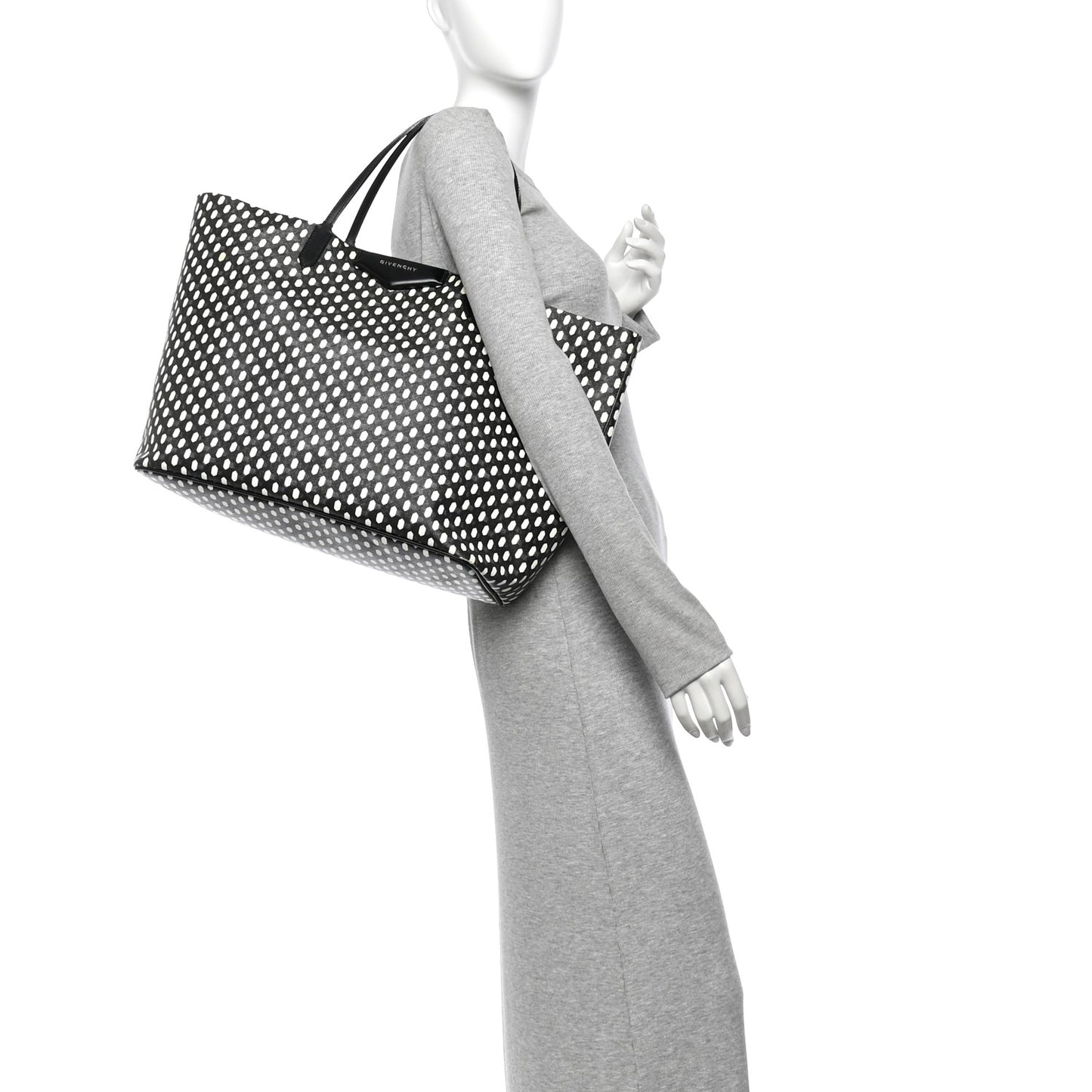 Coated Canvas Large Antigona Tote Black White
