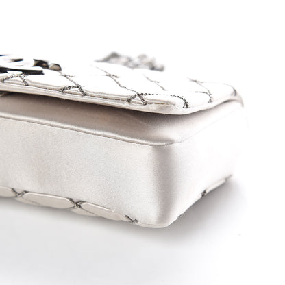 Chanel Satin Beaded Single Flap Silver 6 of 13