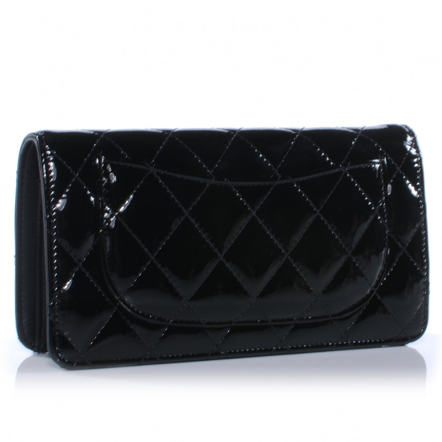 Patent Quilted Yen Wallet Black