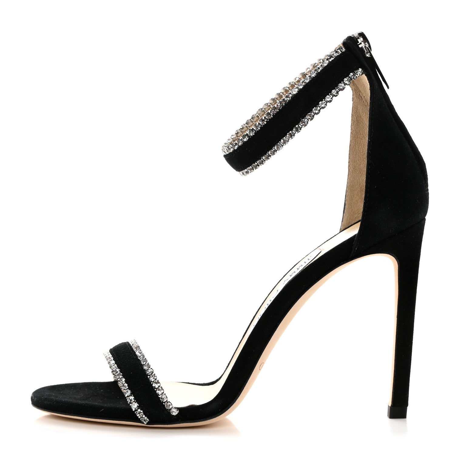 Jimmy Choo Suede Jewel Dochas 100 Open Toe Sandals 36.5 Black 1 of 8