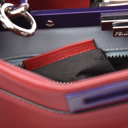 Fendi Vitello Seta Shiny Nappa Medium Peekaboo Iconic Satchel Ribes Azzurro Polvere 9 of 13