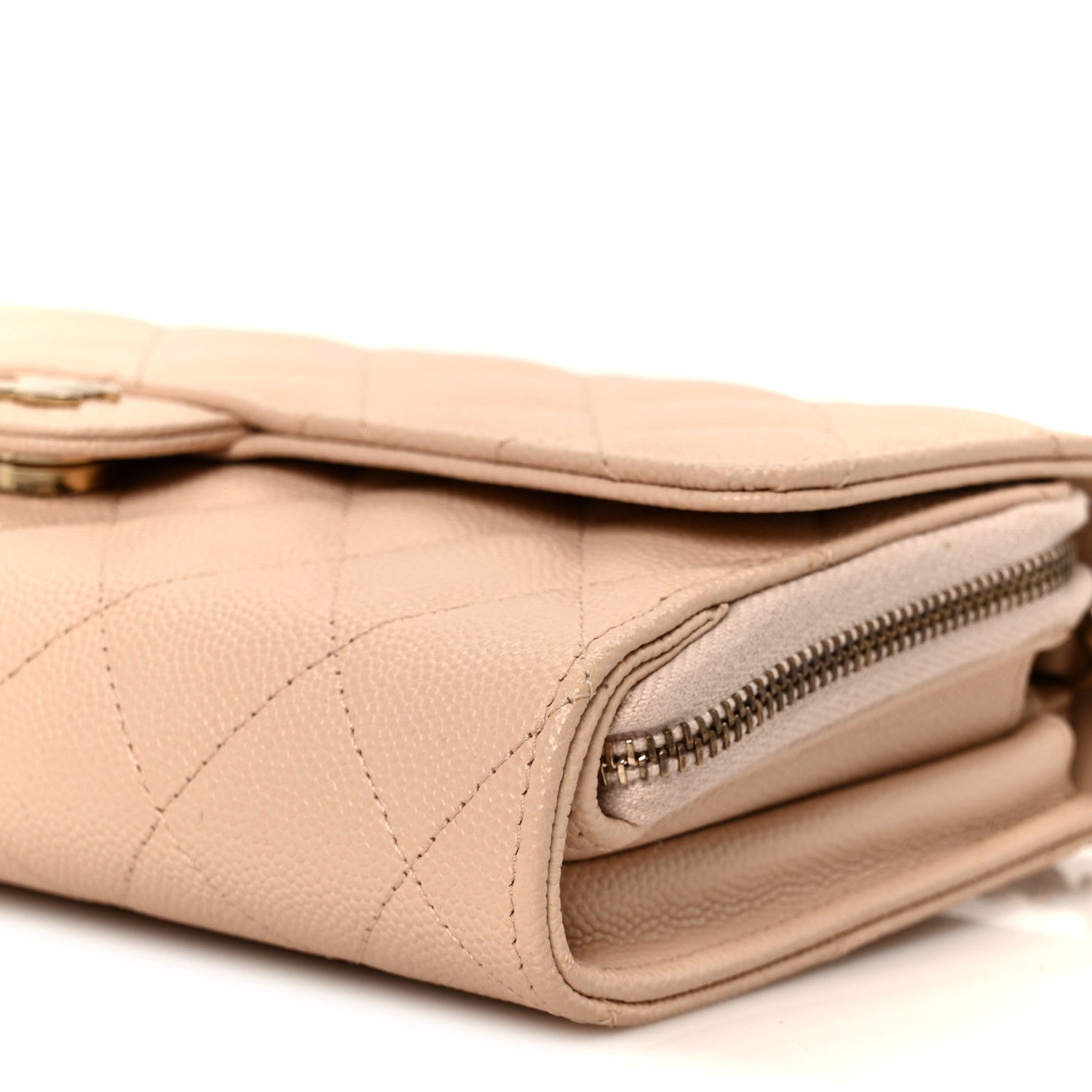 Chanel Caviar Quilted Phone Holder Wallet on Removable Chain Light Beige 12 of 13