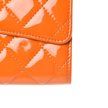 Chanel Patent Quilted Travel Wallet Orange 11 of 16